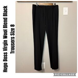 Hugo Boss Virgin Wool Blend Black Trousers Size 8